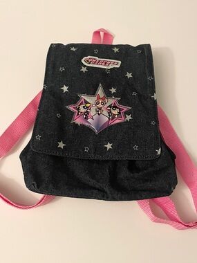 Vintage 2001 Powerpuff Girls Denim Mini Backpack Star Pink Bag